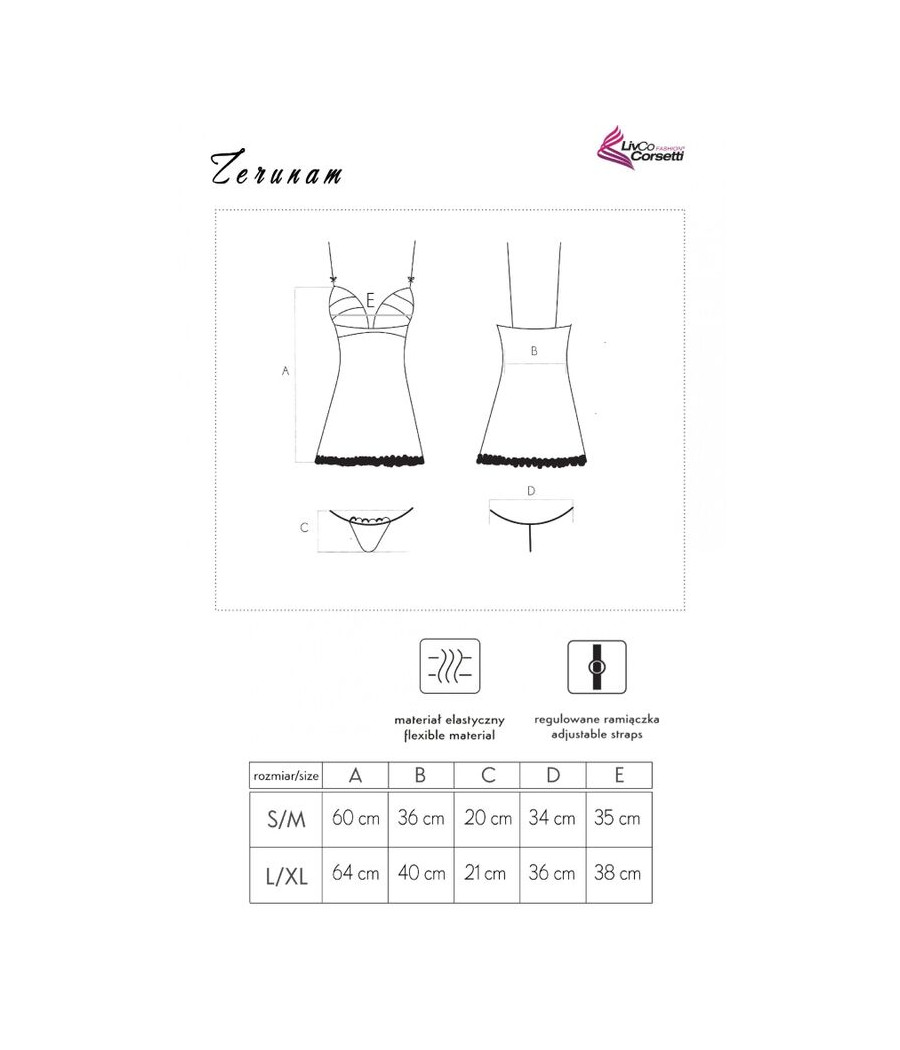 LIVCO CORSETTI FASHION - ENSEMBLE ZERUNAM BABYDOLL + STRING NOIR