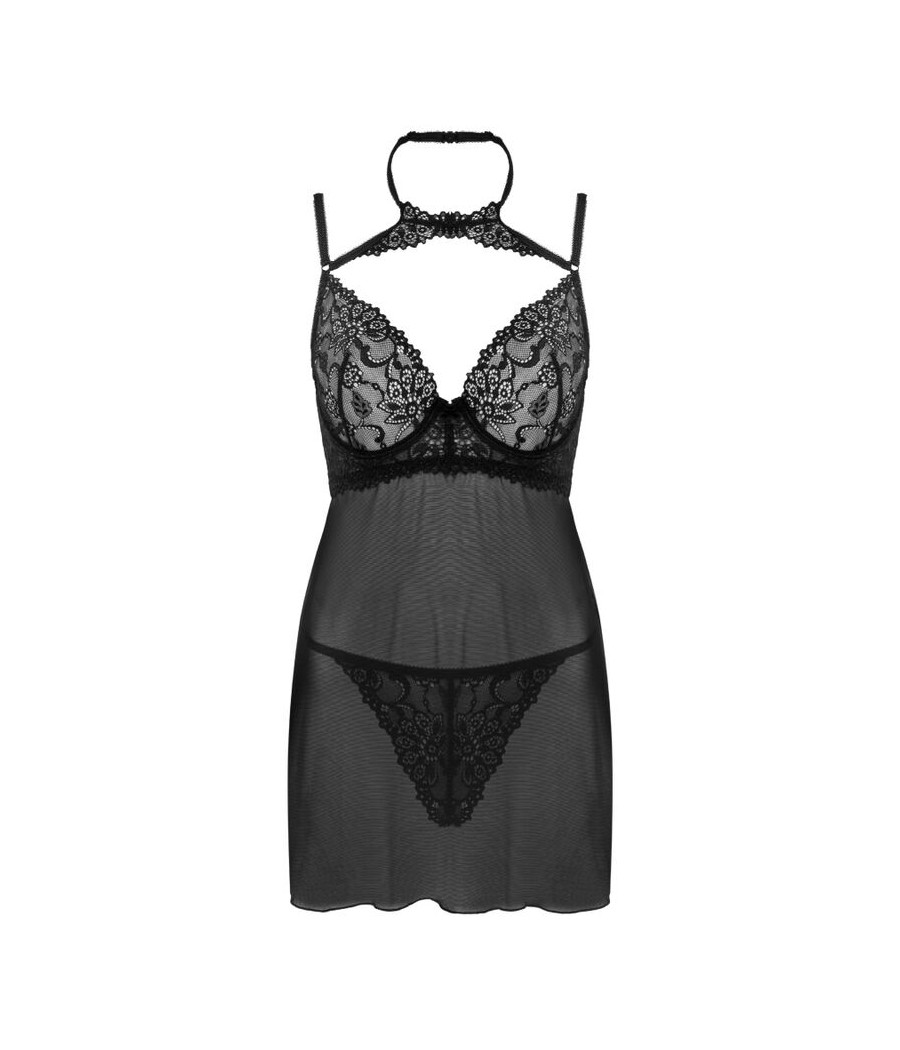 LIVCO CORSETTI FASHION - BINELLA SET BABYDOLL + TANGA NEGRO S/M