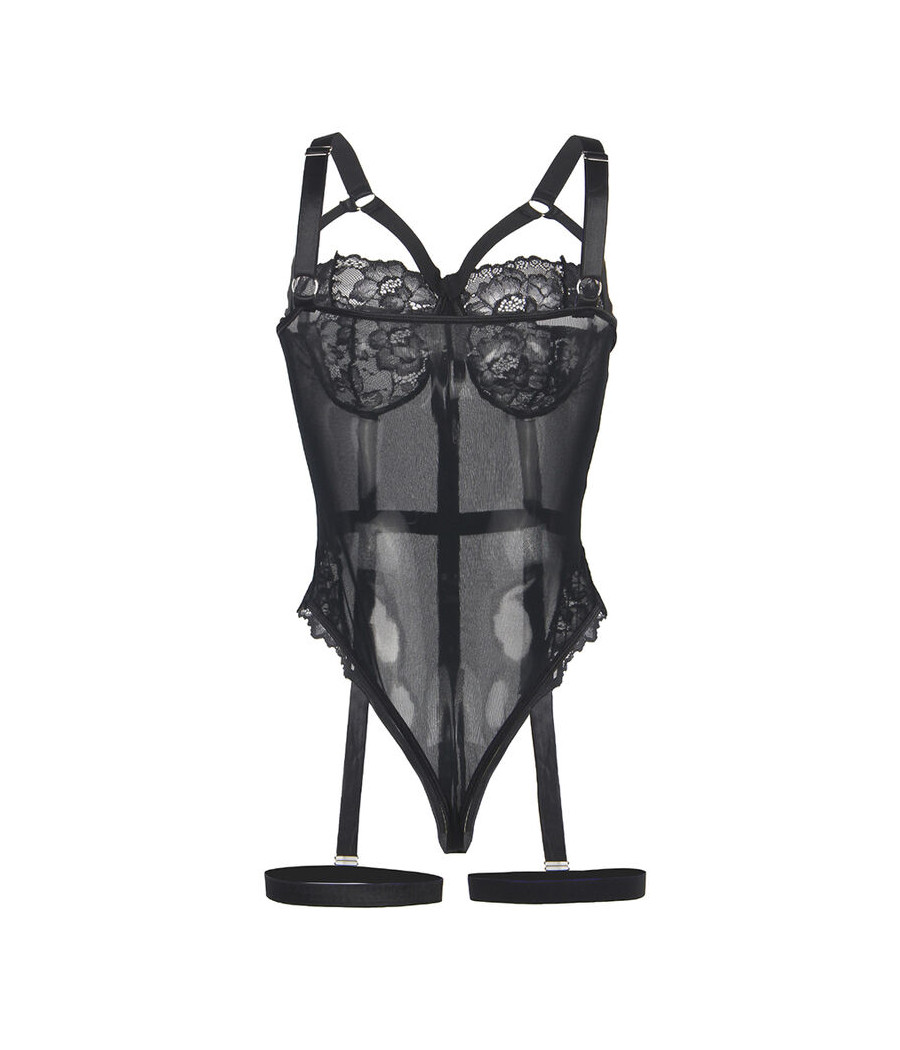 SUBBLIME - TEDDY AVEC JARRETIÈRE DÉTAIL POITRINE NOIR L/XL