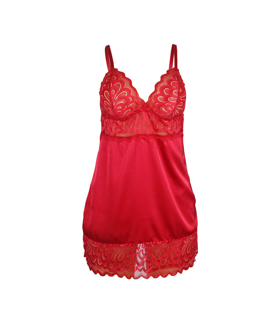 SUBBLIME - BABYDOLL IN RASO CON PIZZO ROSSO S/M