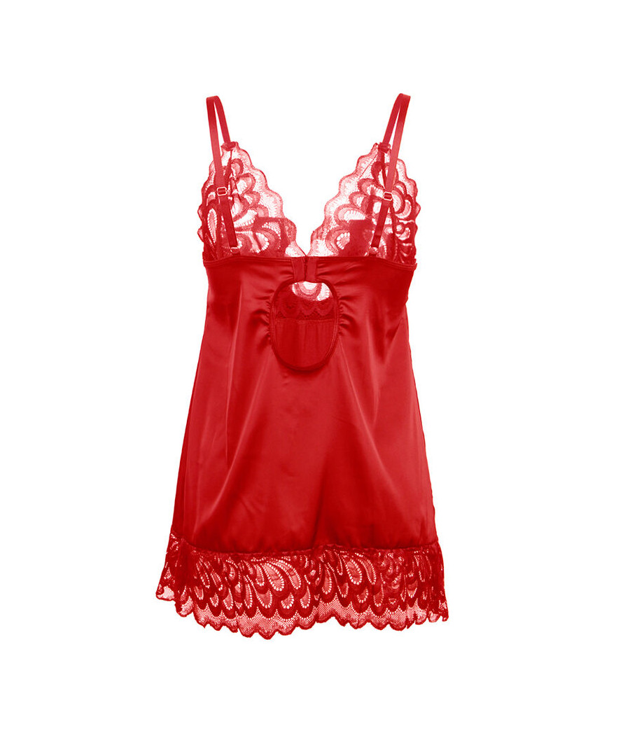 SUBBLIME - BABYDOLL SATINADO CON ENCAJE ROJO S/M