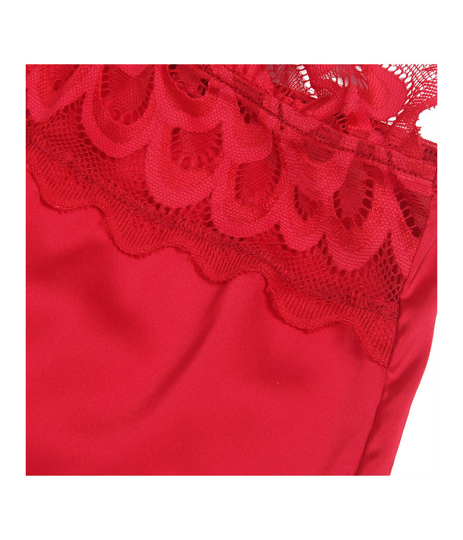 SUBBLIME - BABYDOLL SATINADO CON ENCAJE ROJO S/M