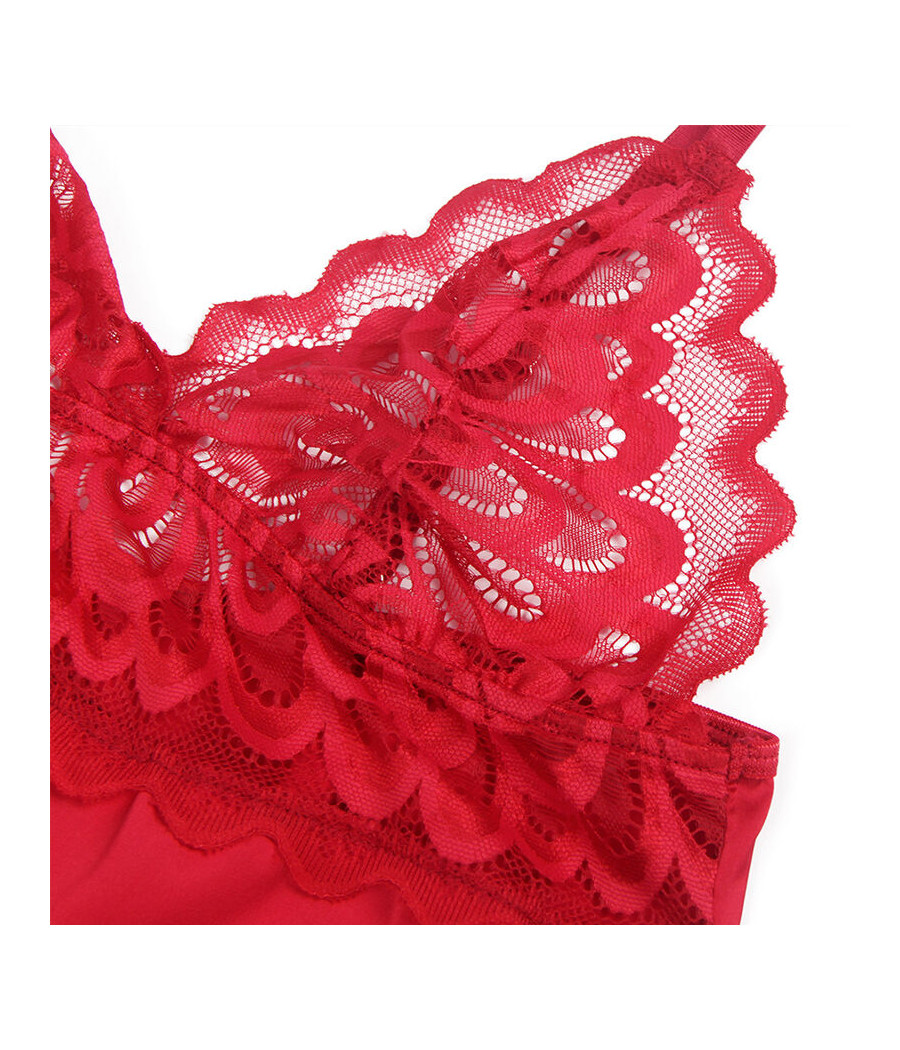 SUBBLIME - BABYDOLL EN SATIN AVEC DENTELLE ROUGE S/M
