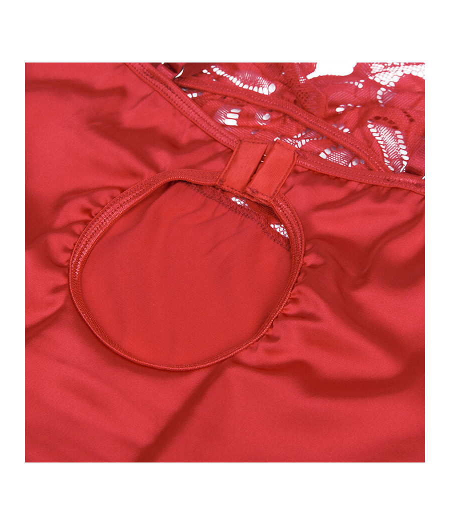 SUBBLIME - BABYDOLL SATINADO CON ENCAJE ROJO S/M