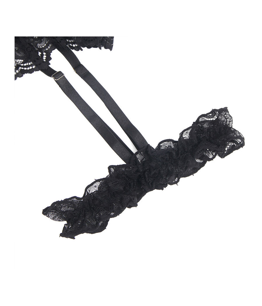 SUBBLIME - ORSACCHIOTTO CON GIARRETTIERA CON DETTAGLIO IN PIZZO E STRISCE NERO L/XL