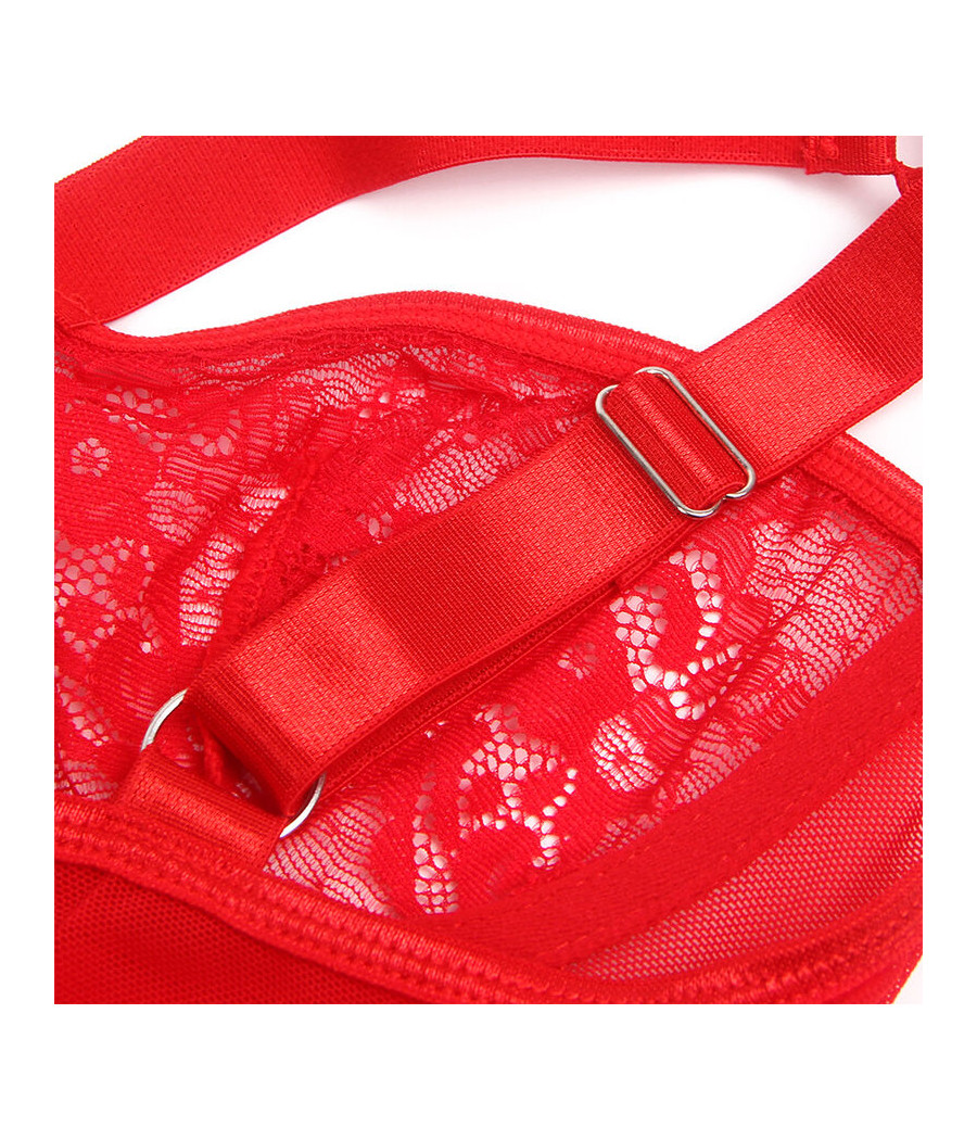 SUBBLIME - TEDDY CON LIGA DETALLE ENCAJE Y TIRAS ROJO L/XL