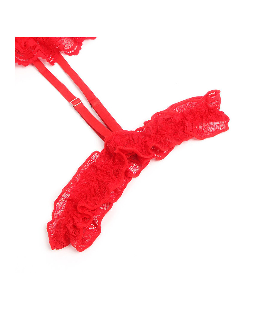 SUBBLIME - ORSACCHIOTTO CON GIARRETTIERA CON DETTAGLIO IN PIZZO E STRISCE ROSSE L/XL