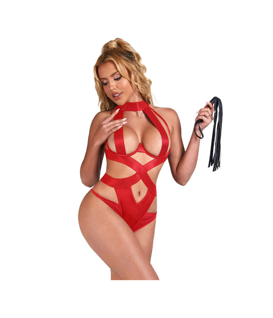 SUBBLIME - SEXY HALTER-BODY MIT HARNESS ROT S/M