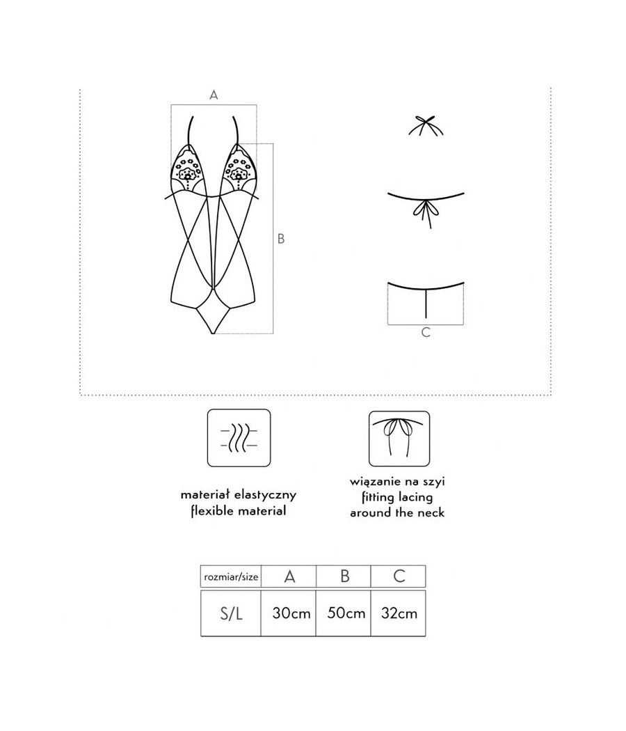 LIVCO CORSETTI FASHION - LUISINA LC 20217 SCHWARZER BODY EINE GRÖSSE