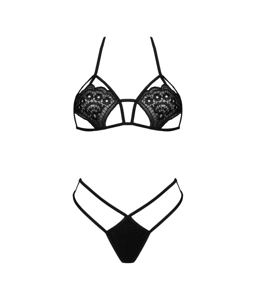 LIVCO CORSETTI FASHION - JIMENA LC 20216 BRA + TANGA PRETO TAMANHO ÚNICO