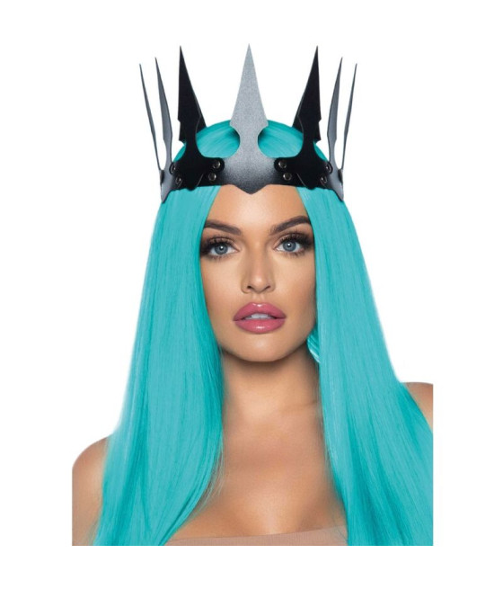 LEG AVENUE - SYNTHETIC LEATHER MALEFICENT CROWN WITH STUDS BLACK