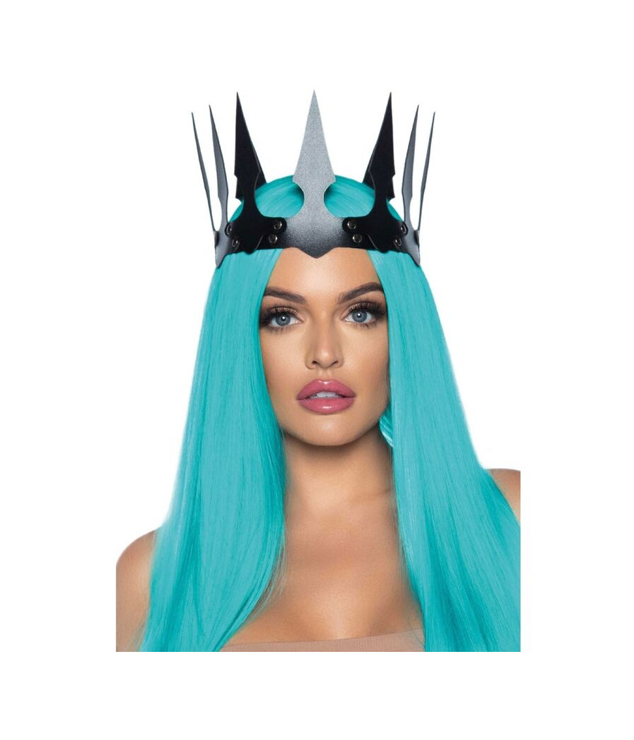 LEG AVENUE - CORONA MALEFICENT IN PELLE SINTETICA CON BORCHIE NERA