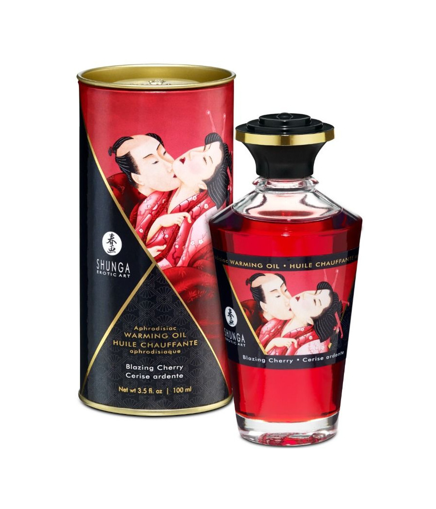 SHUNGA - HEAT EFFECT MASSAGE OIL INTENSE CHERRY FLAVOR 100 ML