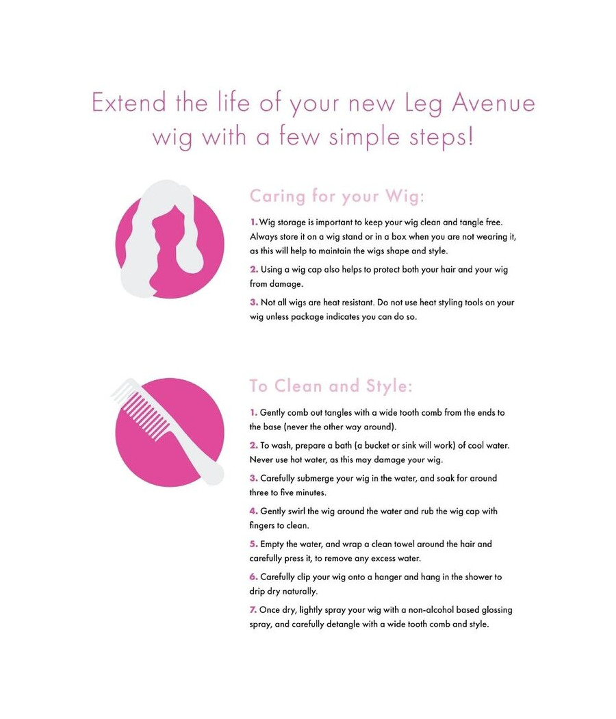 LEG AVENUE - PELUCA LARGA LISA CON FLEQUILLO ROSA