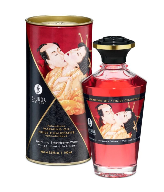 SHUNGA - ACEITE MASAJE EFECTO CALOR FRESAS Y CAVA 100 ML