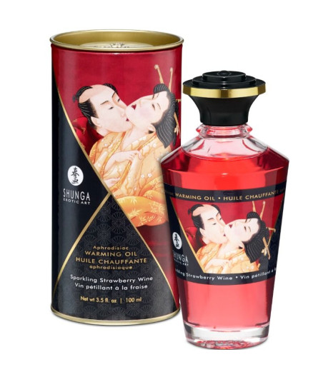 SHUNGA - STRAWBERRIES AND CAVA HEAT EFFECT MASSAGE OIL 100 ML
