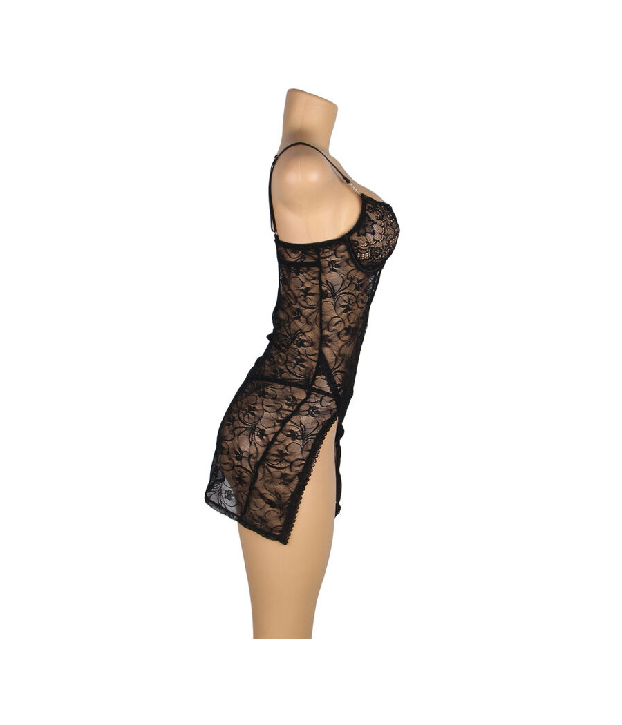 SUBBLIME - 954185 BABYDOLL IN PIZZO CON SPALLINE REGOLABILI NERO S/M