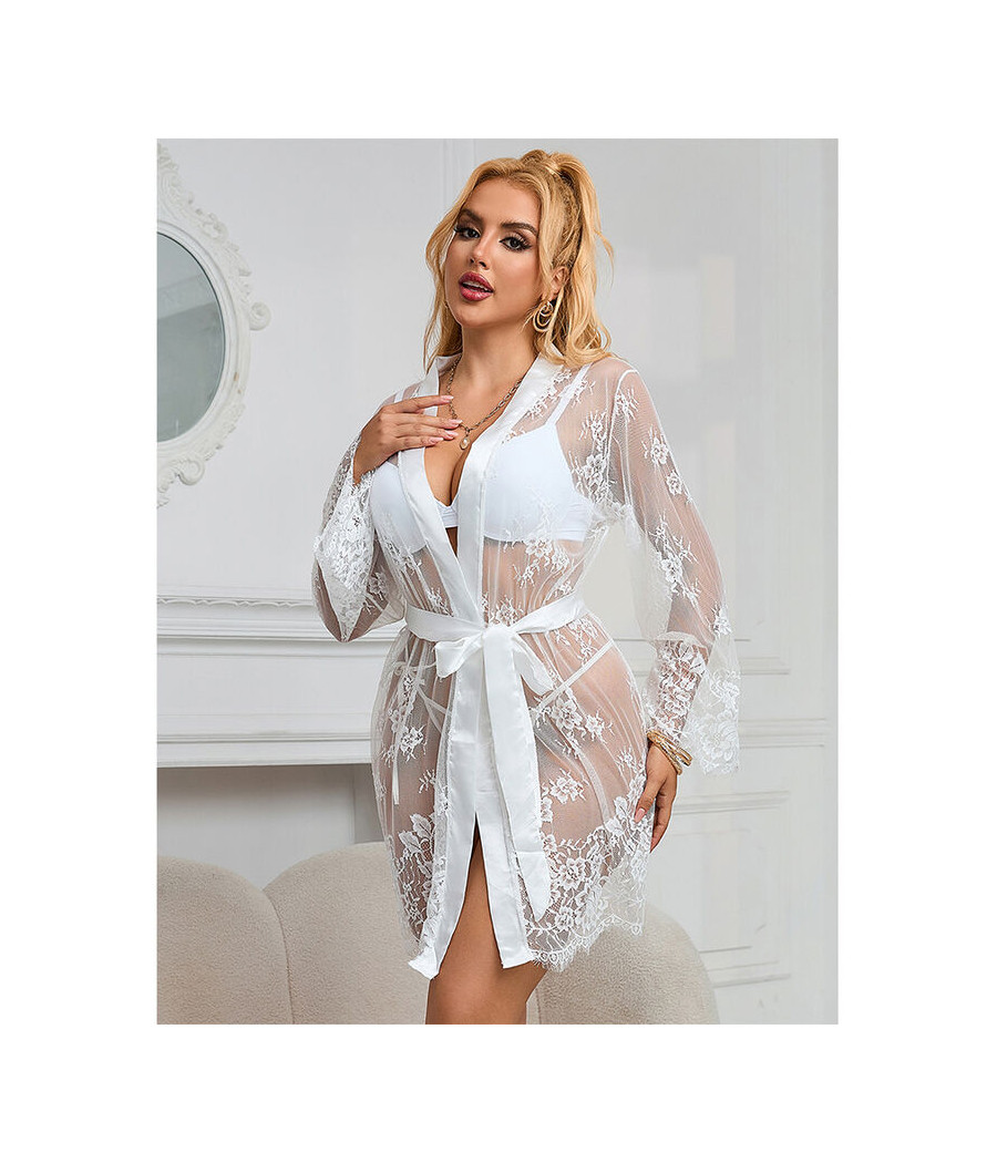 SUBBLIME - 954369 CHEMISE DE NUIT À MANCHES LONGUES À MOTIF FLORAL BLANC S/M