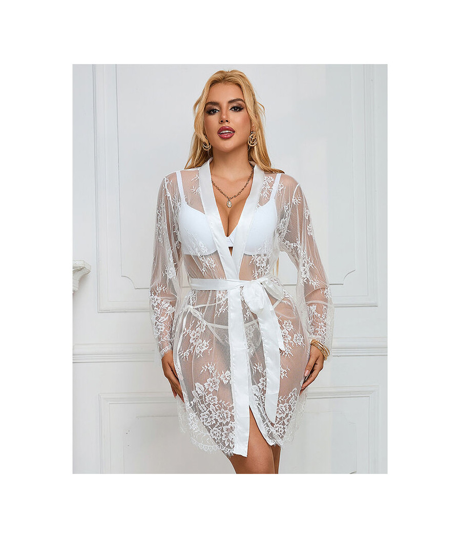 SUBBLIME - 954369 CAMISOLA DE NOITE MANGA COMPRIDA COM DESIGN FLORAL BRANCO S/M