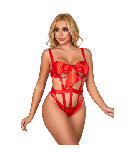 SUBBLIME - 954468 SEXY DURCHBROCHENER BODY MIT SCHLEIFE ROT S/M
