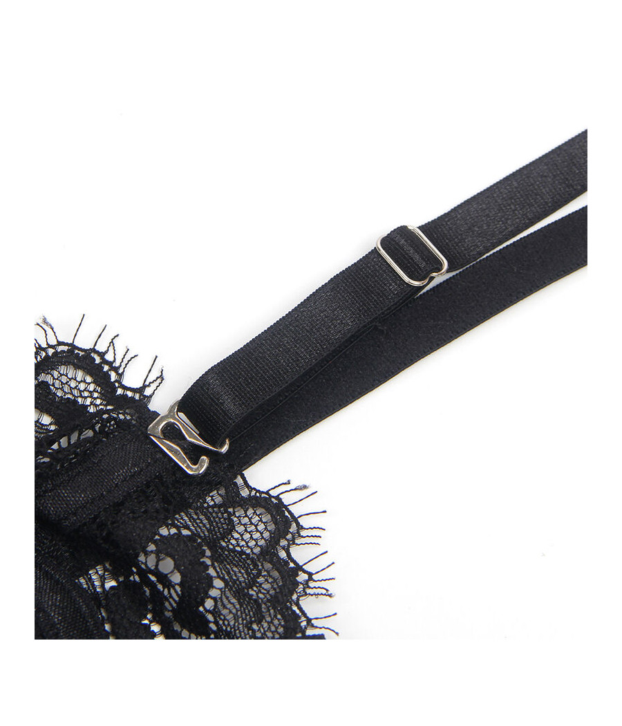 SUBBLIME - 955496 BODY DE ENCAJE CON LAZOS Y LIGAS NEGRO S/M