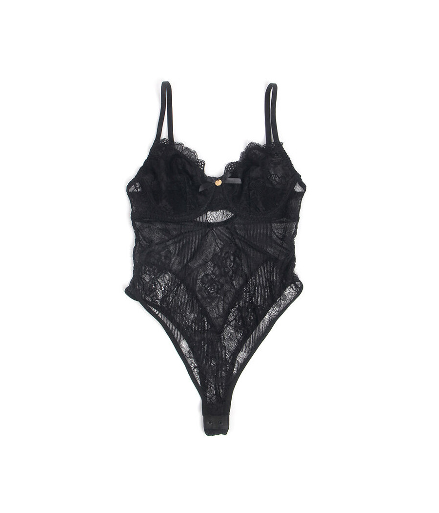 SUBBLIME - 955618 BODY EN DENTELLE AVEC FERMETURE EN BAS NOIR S/M