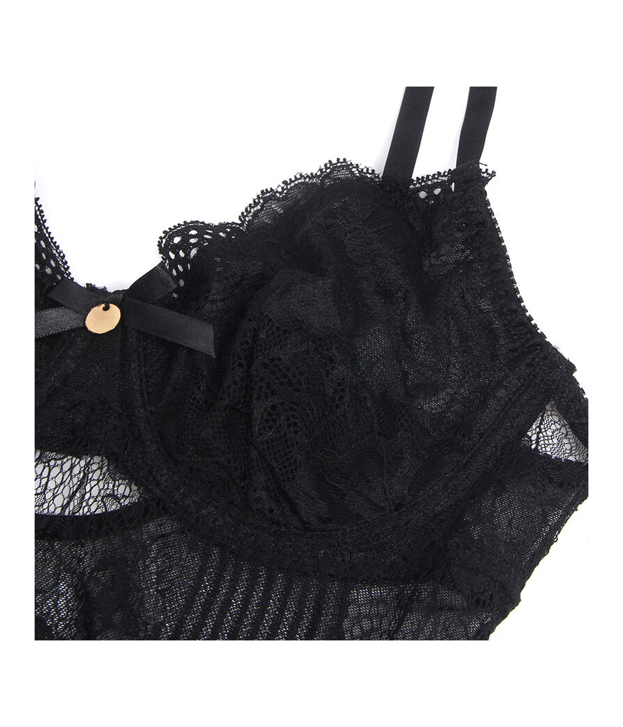 SUBBLIME - 955618 LACE BODYSUIT WITH BOTTOM CLOSURE BLACK S/M