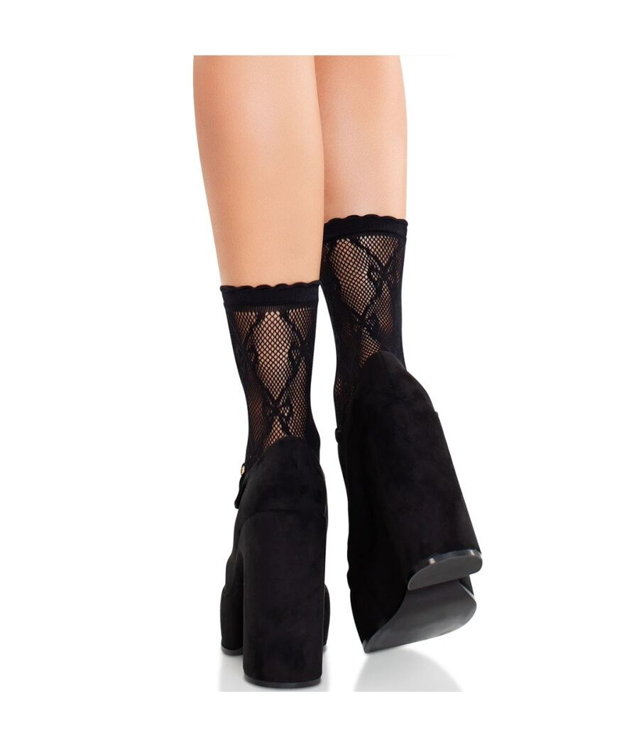 LEG AVENUE - CALZINI IN PIZZO CON FIOCCO IN PIZZO NERO