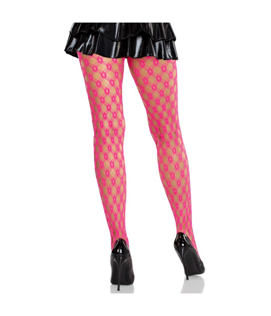 LEG AVENUE - LACE TIGHTS WITH EYELETS NEON PINK