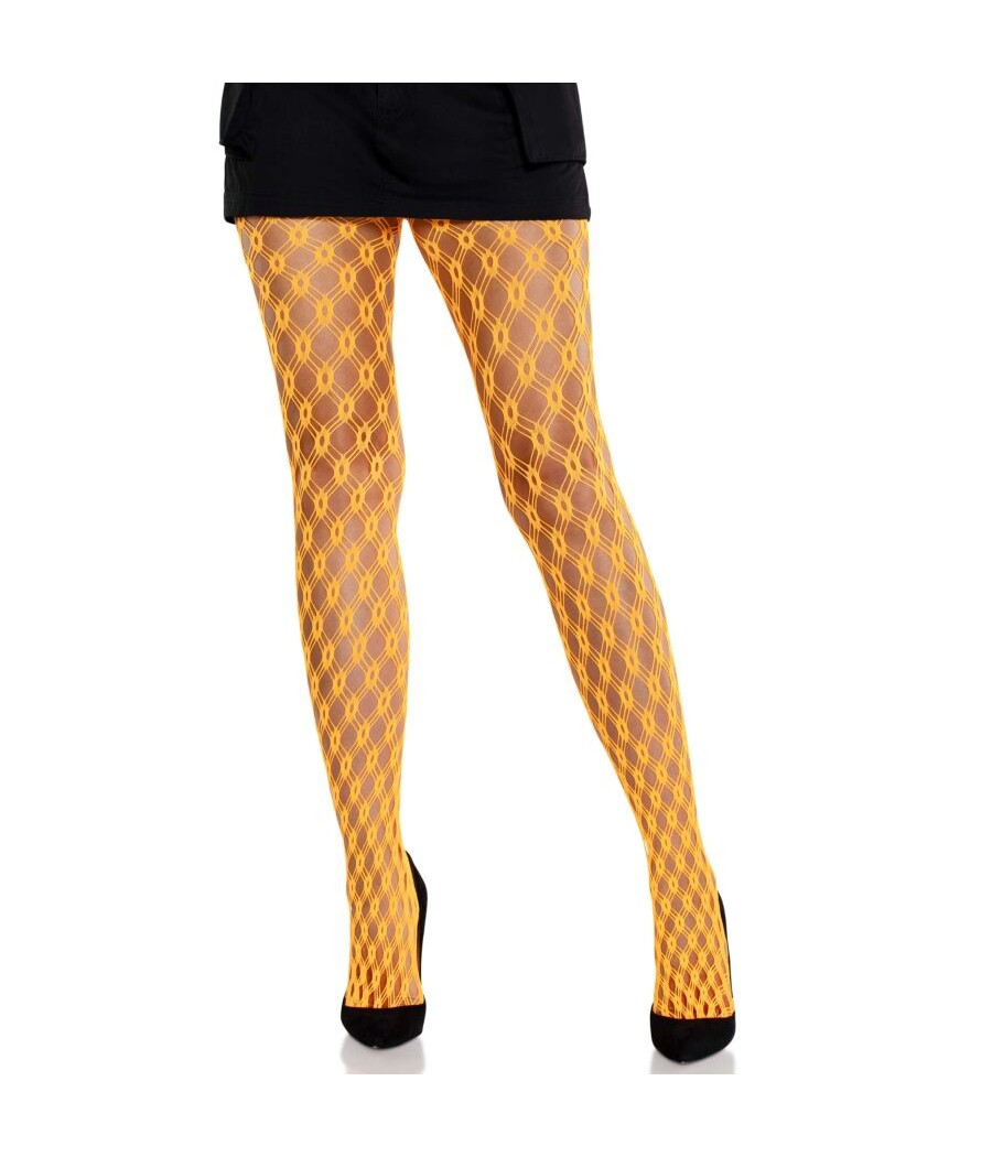 LEG AVENUE - SPITZENSTRUMPFHOSEN MIT ÖSEN NEON ORANGE
