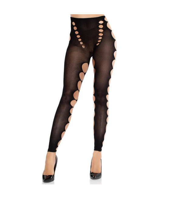LEG AVENUE - SEAMLESS OPAQUE STOCKINGS WITH CUTOUT AT THE FEET BLACK