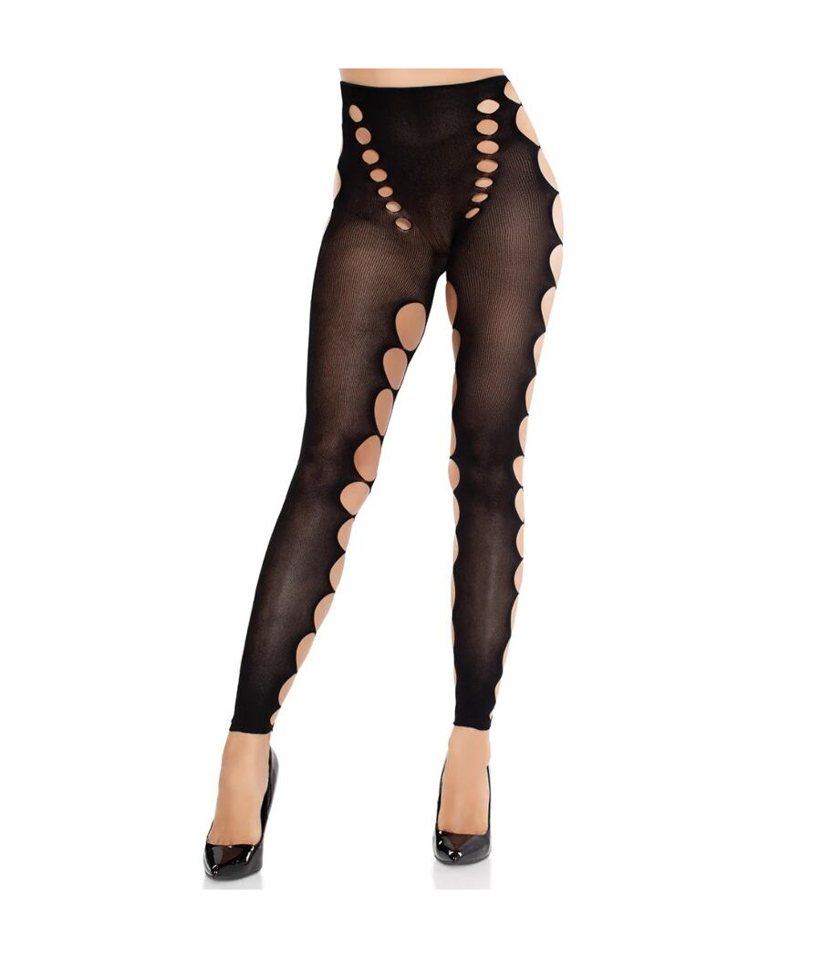 LEG AVENUE - SEAMLESS OPAQUE STOCKINGS WITH CUTOUT AT THE FEET BLACK
