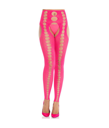 LEG AVENUE - STRAPLESS AND SEAMLESS OPAQUE STOCKINGS NEON PINK