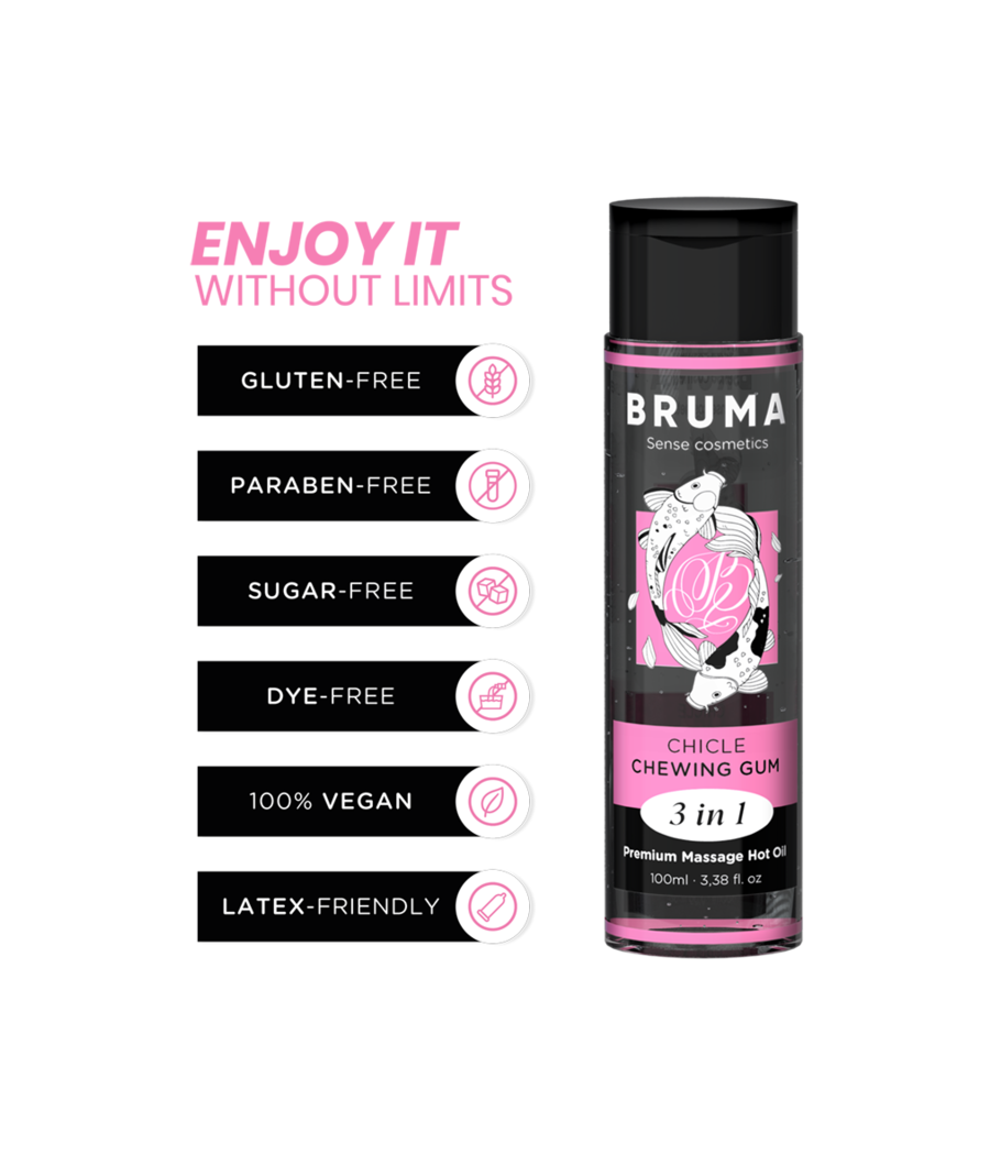BRUMA - HUILE DE MASSAGE PREMIUM EFFET CHALEUR SAVEUR GOMME 3 EN 1 - 100 ML