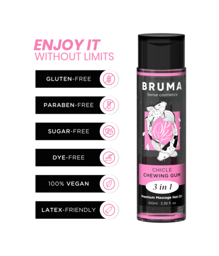 BRUMA - HUILE DE MASSAGE PREMIUM EFFET CHALEUR SAVEUR GOMME 3 EN 1 - 100 ML