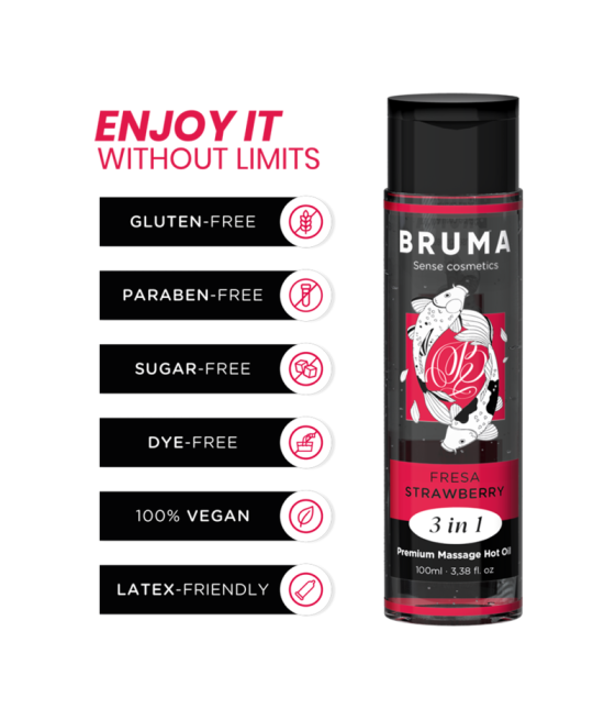 BRUMA - PREMIUM MASSAGE HOT OIL STRAWBERRY 3 IN 1 - 100 ML