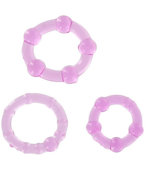 SEVEN CREATIONS - SET AUS DREI LILA PENISRINGEN