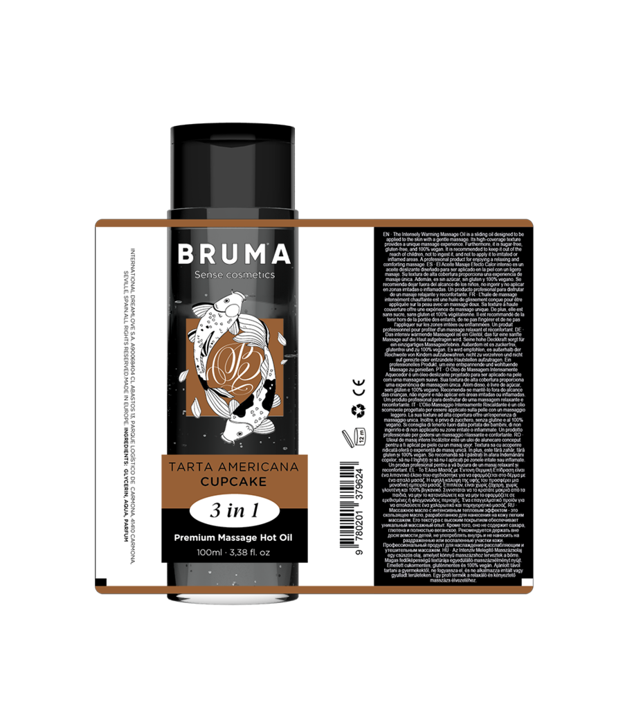 BRUMA - HUILE DE MASSAGE PREMIUM EFFET CHALEUR SAVEUR CUPCAKE 3 EN 1 - 100 ML