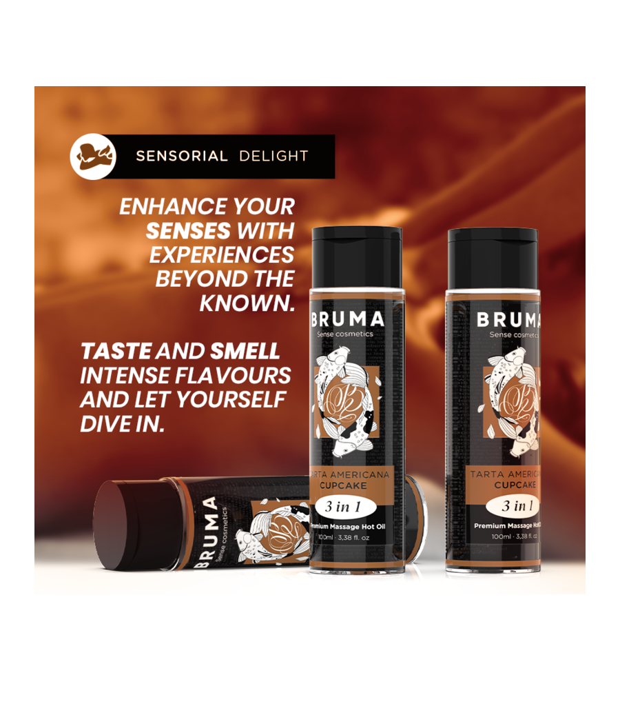BRUMA - OLIO DA MASSAGGIO PREMIUM EFFETTO CALORE SAPORE CUPACKE 3 IN 1 - 100 ML