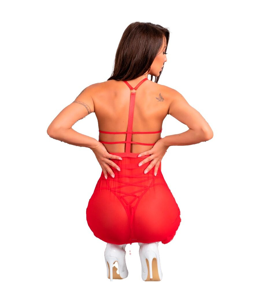 LIVCO CORSETTI FASHION - PAPAI NOEL CANDY LC 90722 CAMISOLA DE NATAL + CALCINHA FIO DENTAL S/M