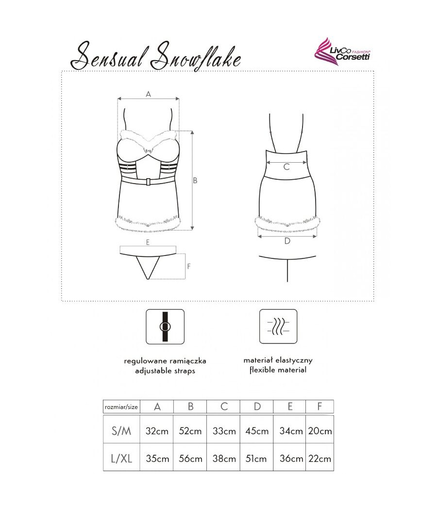 LIVCO CORSETTI FASHION - SENSUAL SNOWFLAKE LC 90603 WEIHNACHTS-CHEMISE + STRING + HAARBAND L/XL