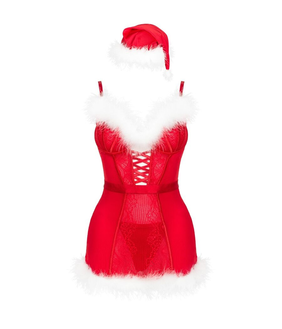 LIVCO CORSETTI FASHION - AGETHE LC 90607 CHEMISE + PERIZOMA + CAPPELLO DI NATALE L/XL