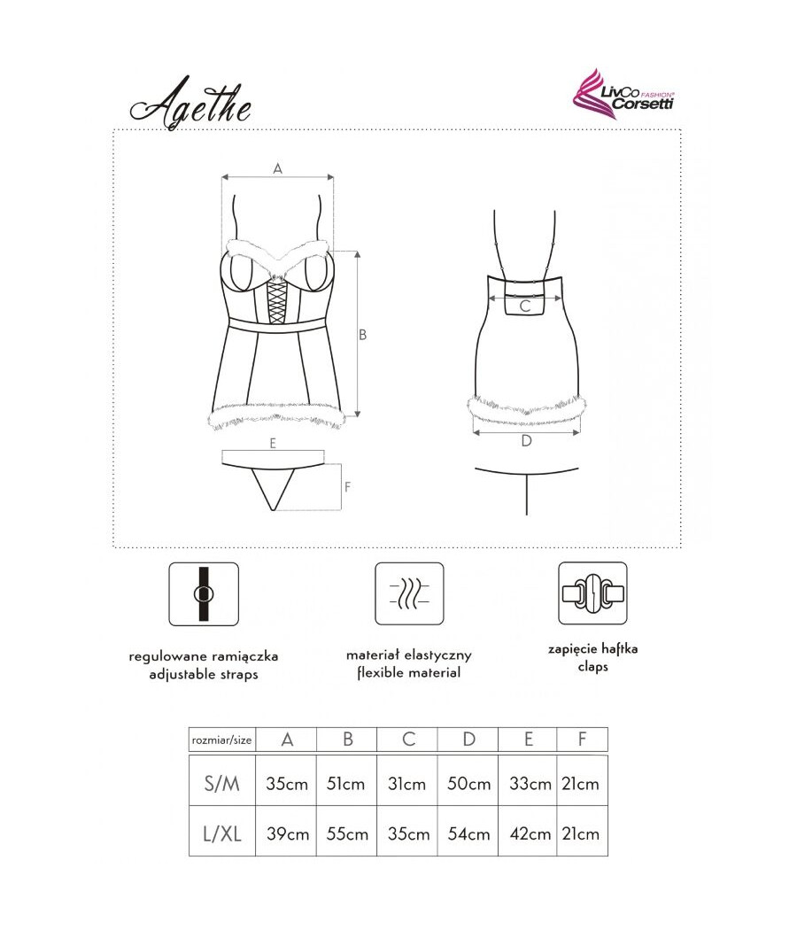LIVCO CORSETTI FASHION - AGETHE LC 90607 CAMISOLA + CALCINHA FIO DENTAL + CHAPÉU DE NATAL TAMANHO L/XL
