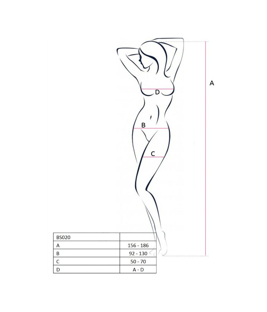 PASSION - WOMAN BS020 WEISSER BODYSTOCKING, EINE GRÖSSE