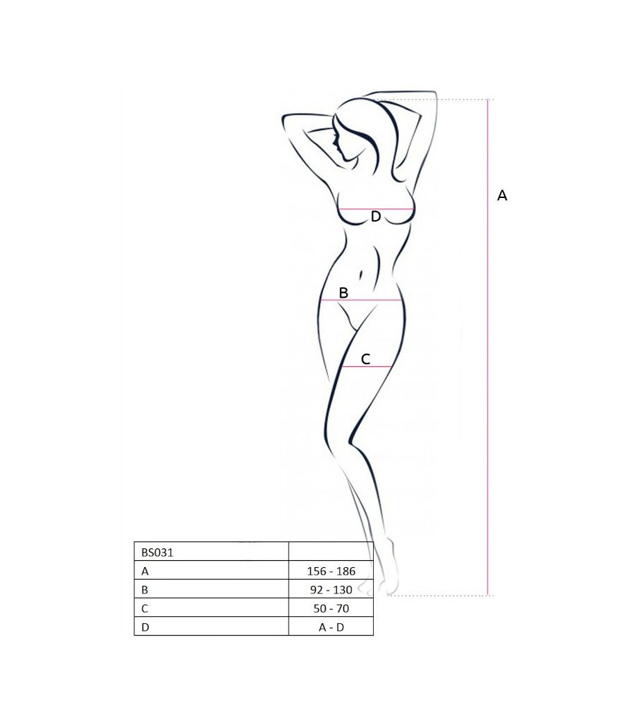 PASSION - WOMAN BS031 WEISSER BODYSTOCKING, EINE GRÖSSE