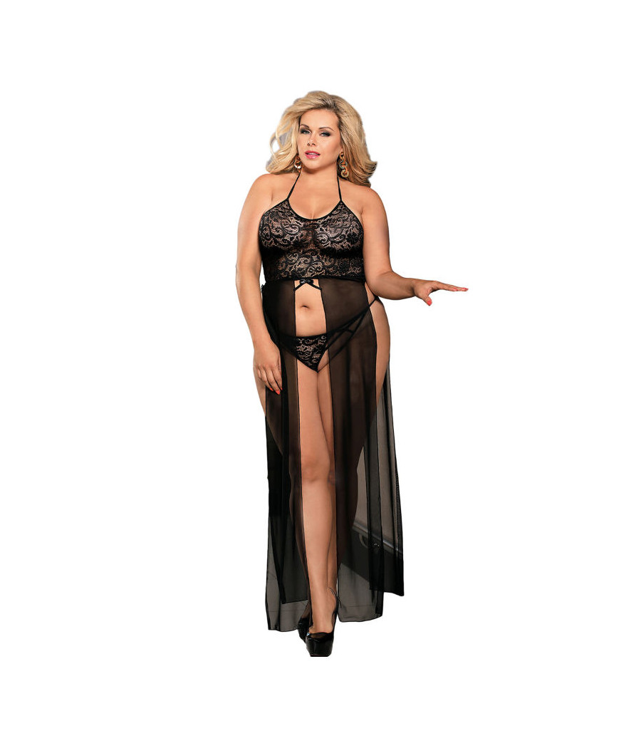 SUBBLIME - QUEEN PLUS DRESS-TOP UND THONG SET SCHWARZ