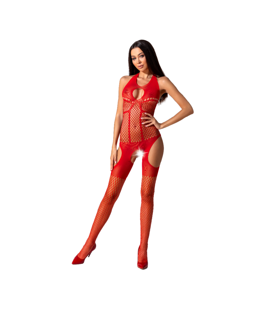 PASSION - WOMAN BS079 BODYSTOCKING - ROUGE TAILLE UNIQUE