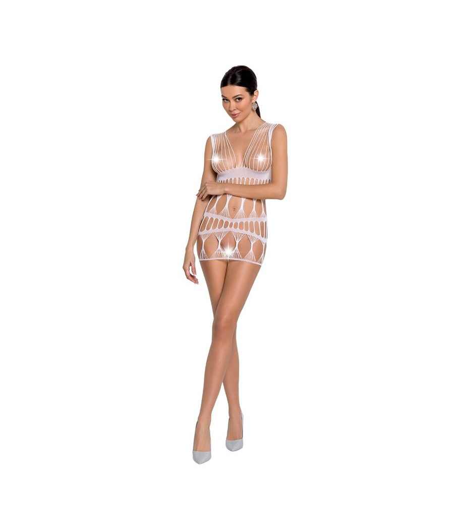 PASSION - WOMAN BS089 WEISSER BODYSTOCKING, EINE GRÖSSE