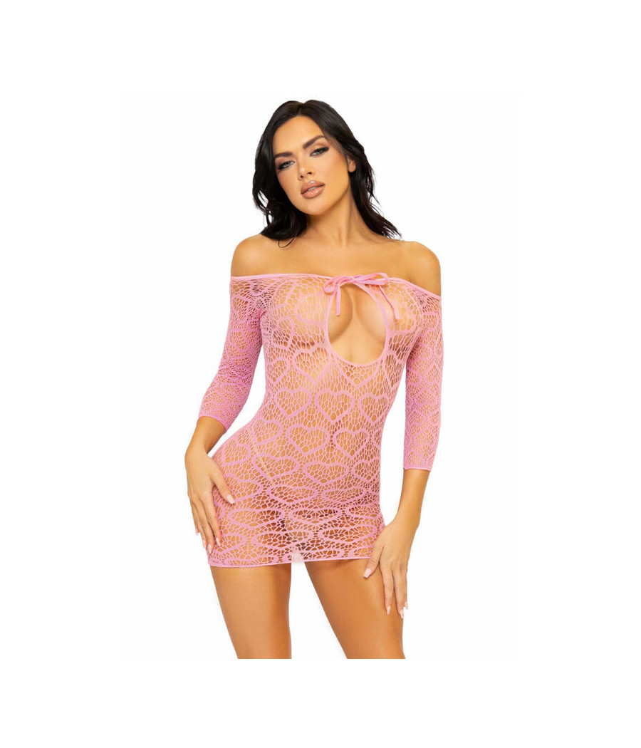 LEG AVENUE - HEART NET MINI DRESS ONE SIZE - PINK