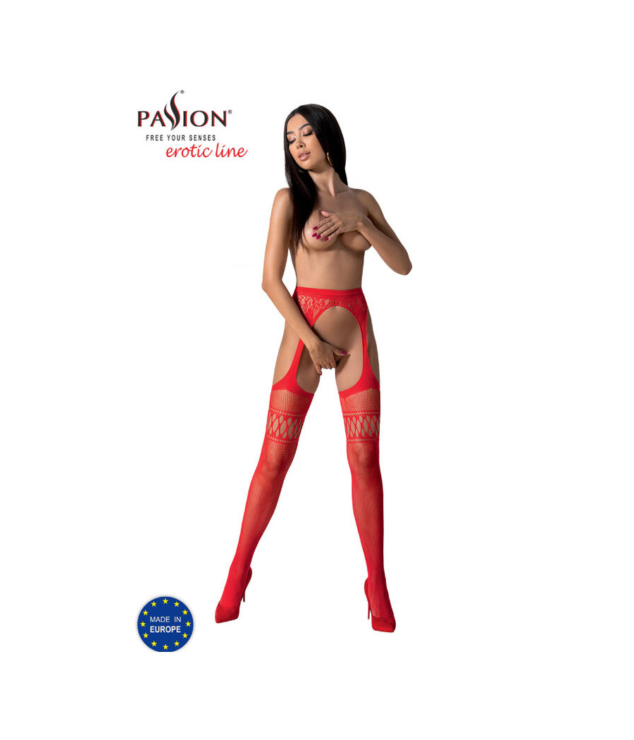 PASSION - S026 BAS ROUGES AVEC JARRETIÈRE TAILLE UNIQUE